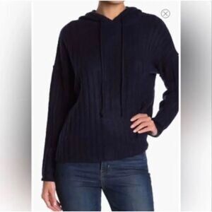 Sweet Romeo hooded ribbed-knit sweater pullover drawstring hood Size L NWOT